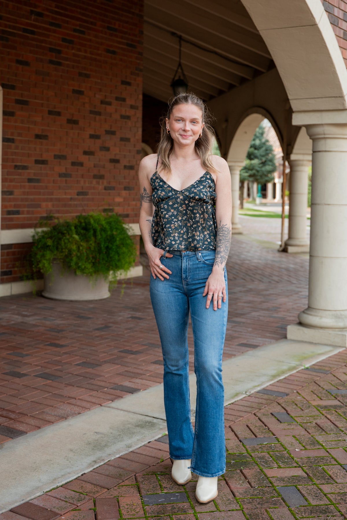 Floral Grove V- Neck Peplum Top