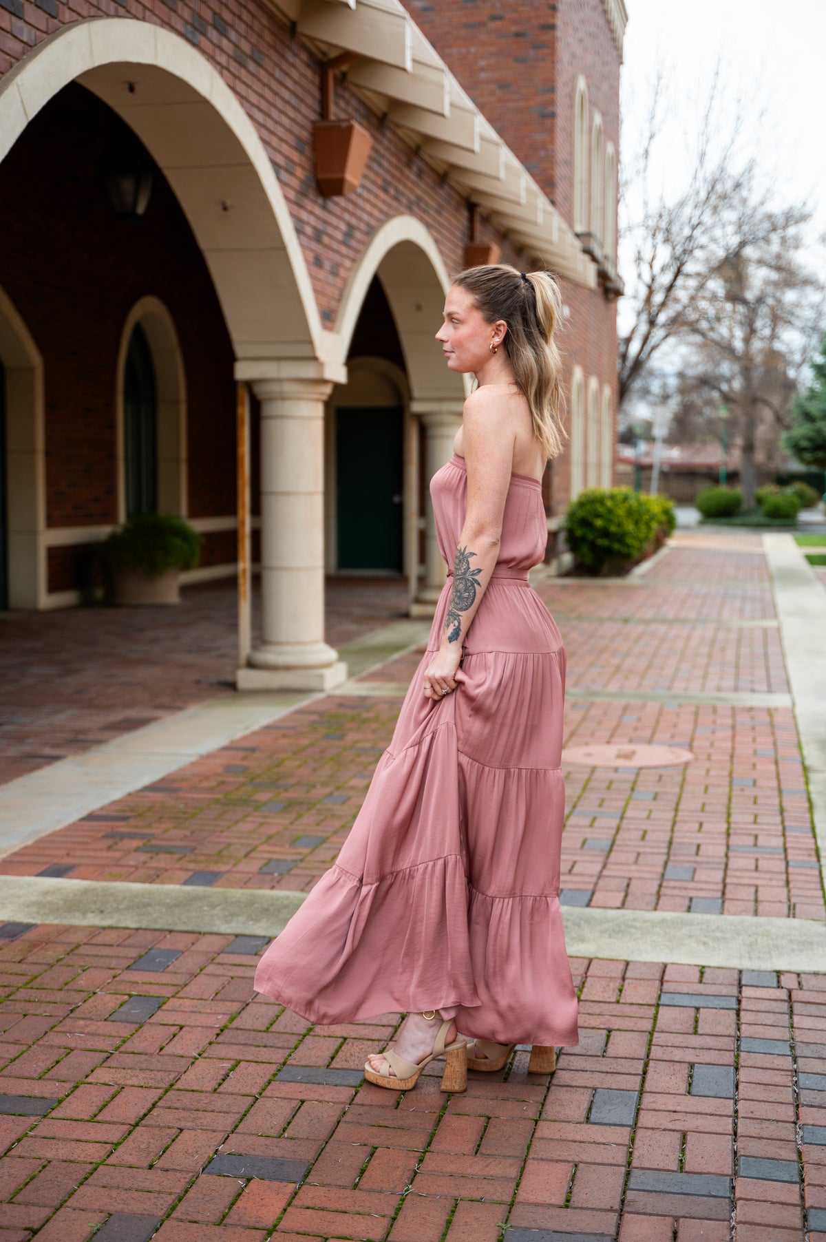 Tiered Tube Maxi Dress W/ Waist Tie Tiered Tube Maxi Dress W/ Waist Tie