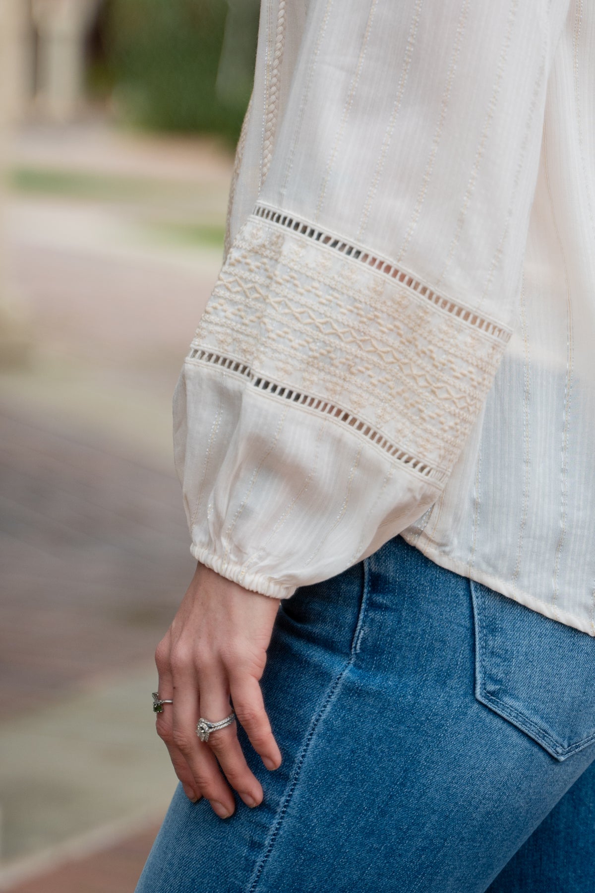 Embroidery Blouse W/ Lattice Tirm