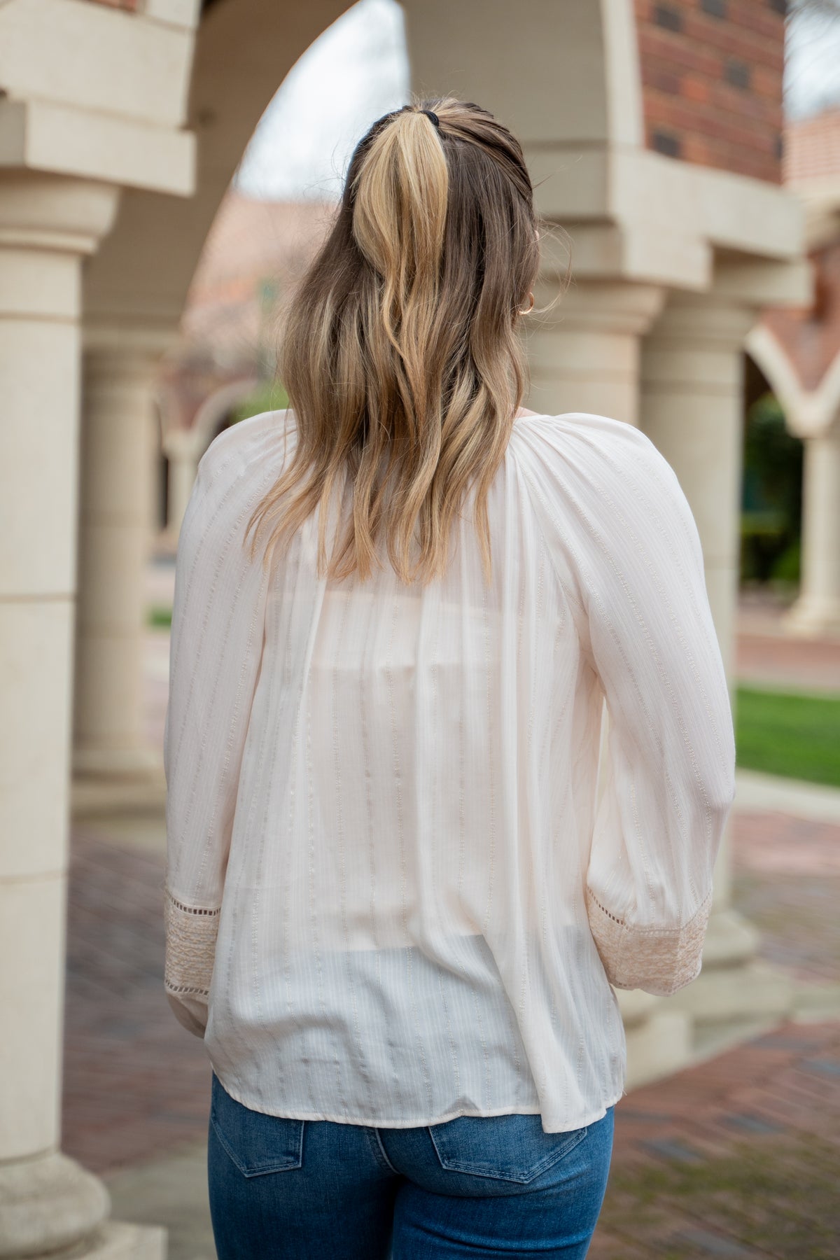 Embroidery Blouse W/ Lattice Tirm