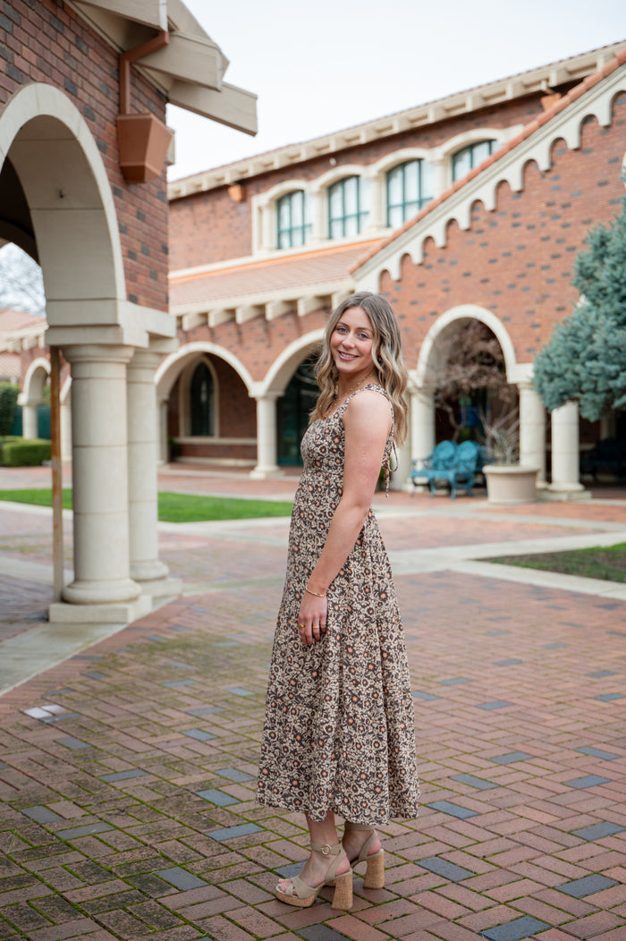 Desert Sunset Tiered Open Back Maxi Dress