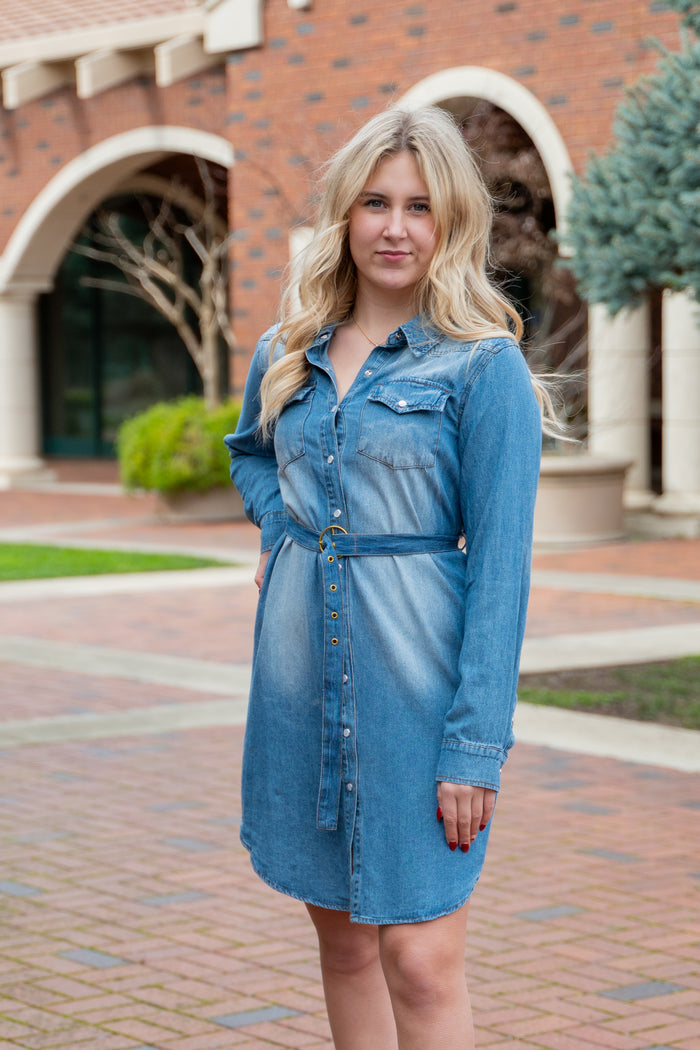 How 'Bout Them Cowgirls Denim Shirt Dress