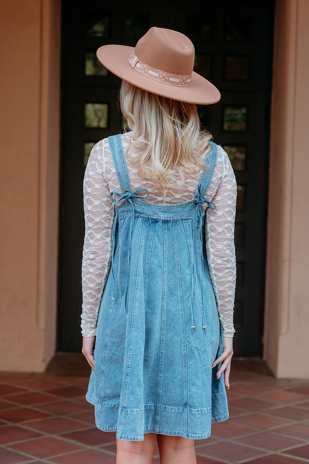 Square Neck Denim Flare Dress W/ Pockets