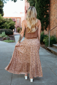 Rustic Floral Tiered Maxi Skirt W/ Tie Waist