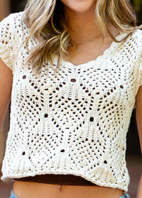 Nantucket Knit Cropped Cap Sleeve Sweater