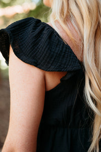 Gauze Front Ruched Flowy Top
