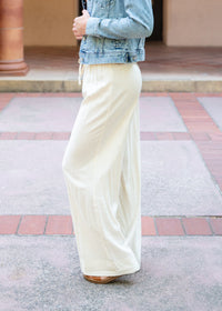 Coastline Drawstring Wide Leg Linen Pants
