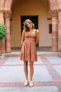 Smocked Lined Mini Dress W/ Ruffle Straps