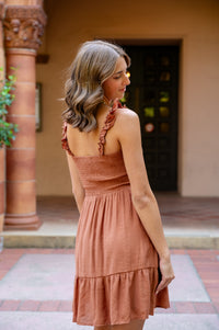 Smocked Lined Mini Dress W/ Ruffle Straps