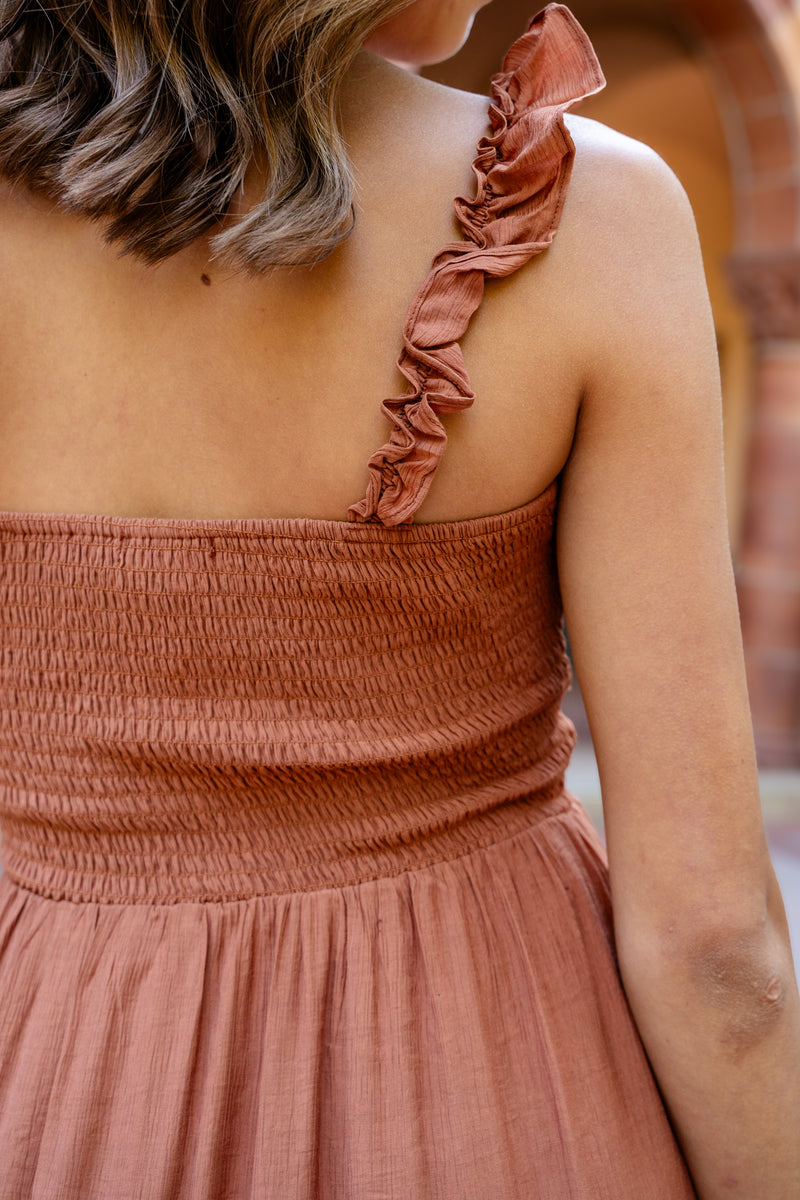 Smocked Lined Mini Dress W/ Ruffle Straps