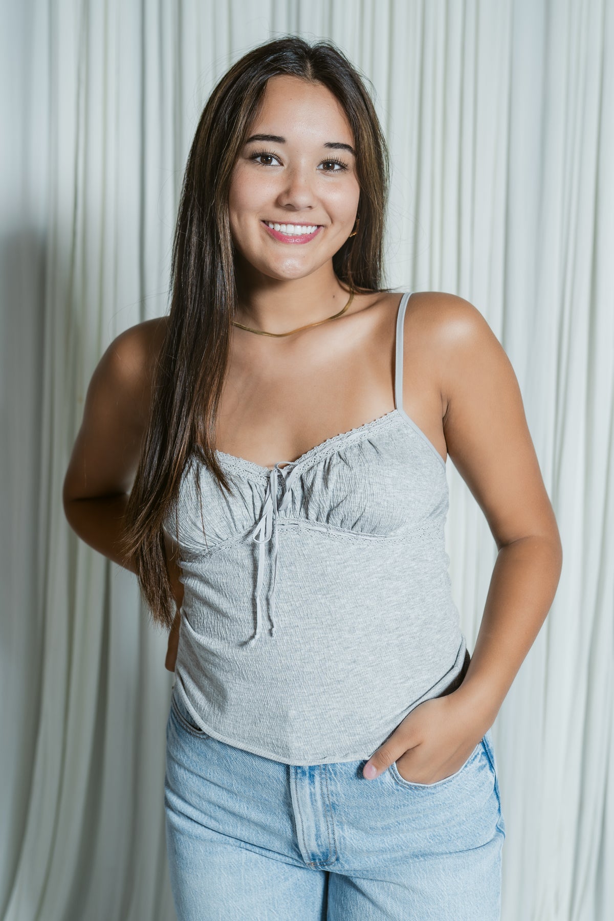 Mia Moment Ribbed Lace Trim Cami Tank