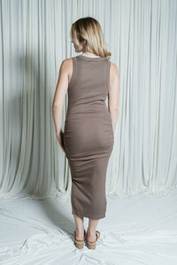 Wren Ultra Ribbed Ruched Midi Dress