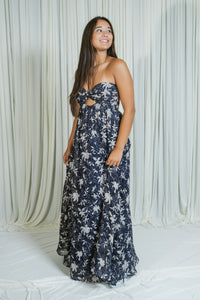 Artisan Bloom Strapless Key Hole Maxi Dress