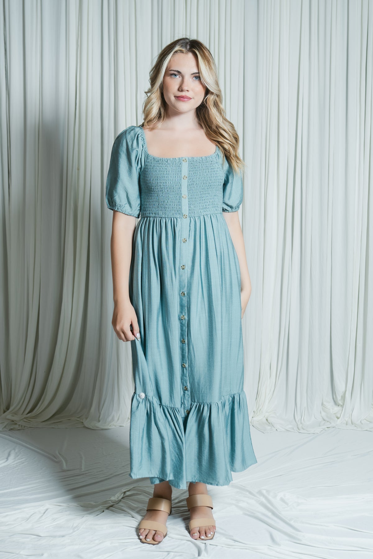 The Isla Button Maxi Dress