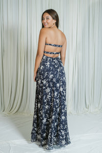 Artisan Bloom Strapless Key Hole Maxi Dress