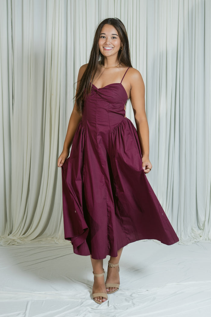Wine & Wishes Sweetheart Twist Midi Dress