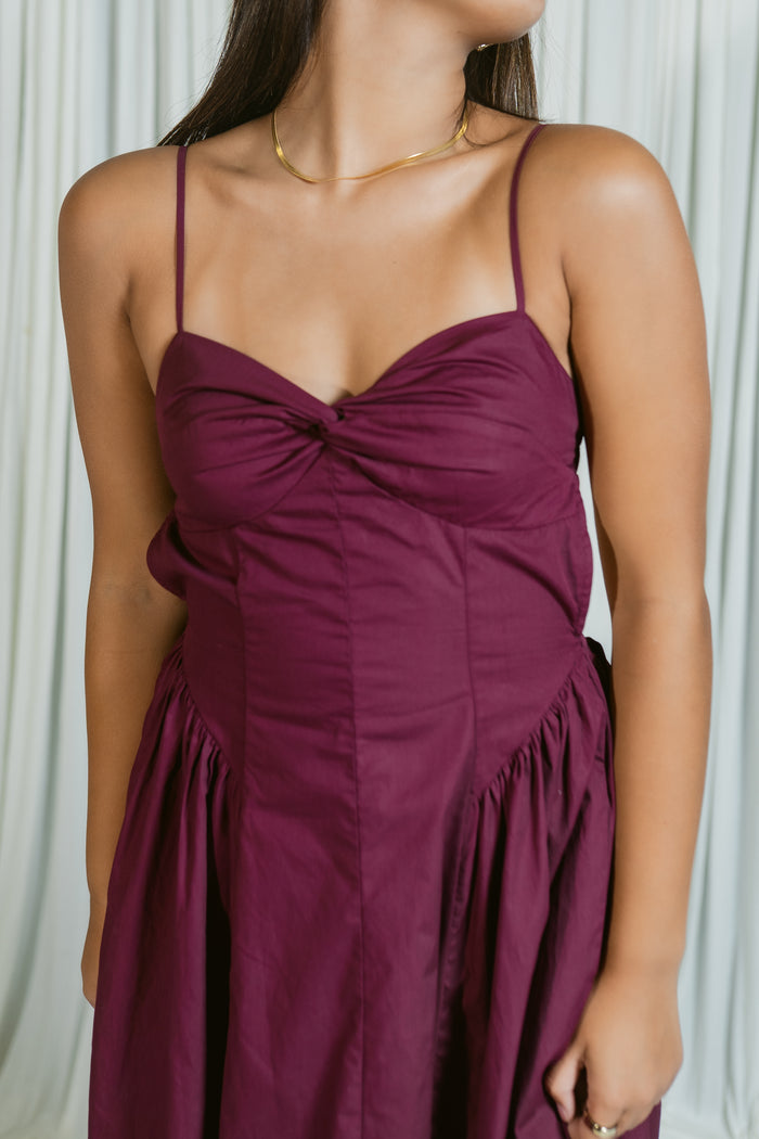 Wine & Wishes Sweetheart Twist Midi Dress