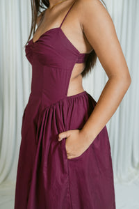Wine & Wishes Sweetheart Twist Midi Dress
