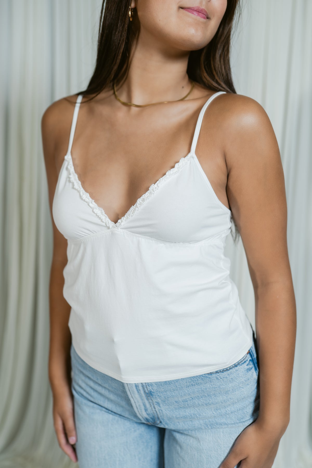 Lemony Cotton Jersey Trim Cami Top