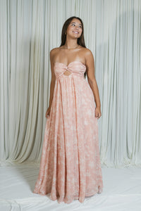 Artisan Bloom Strapless Key Hole Maxi Dress