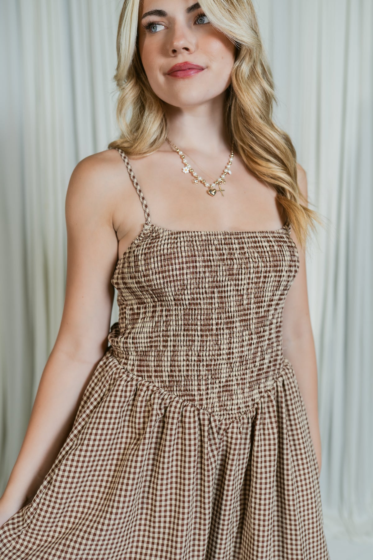 Mayren's Gingham Smocked Midi Dress