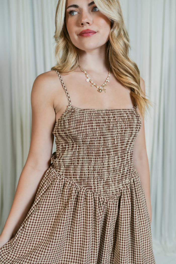 Mayren's Gingham Smocked Midi Dress