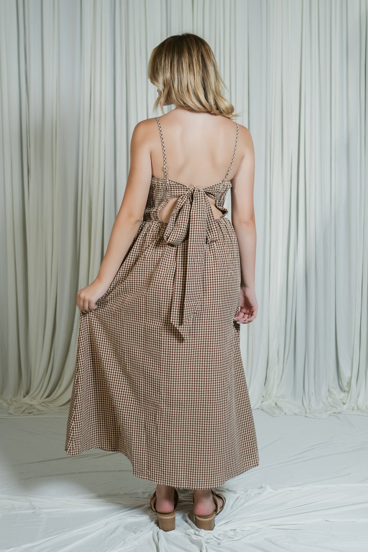 Mayren's Gingham Smocked Midi Dress