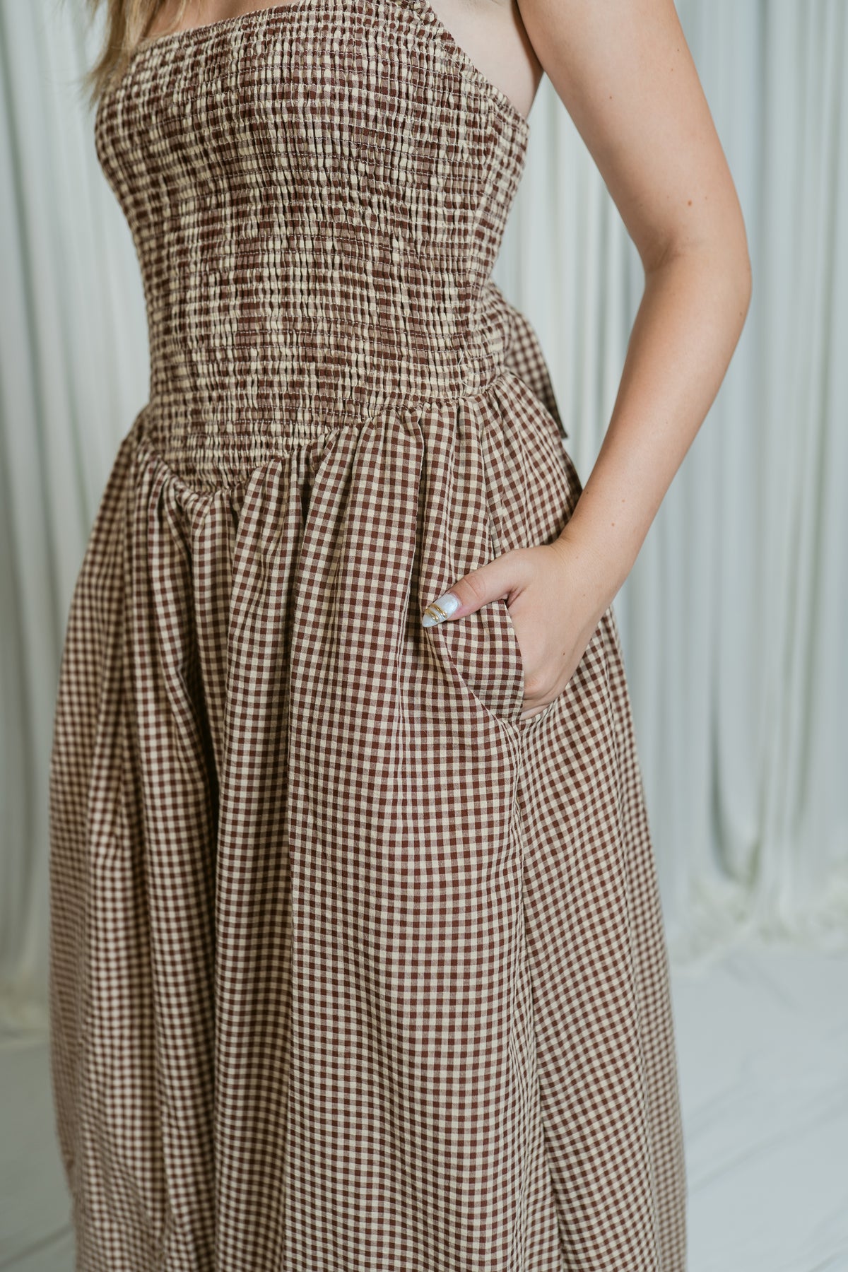 Mayren's Gingham Smocked Midi Dress