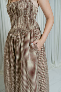 Mayren's Gingham Smocked Midi Dress