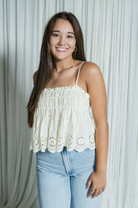 Ansley Eyelet Cropped Tank Top