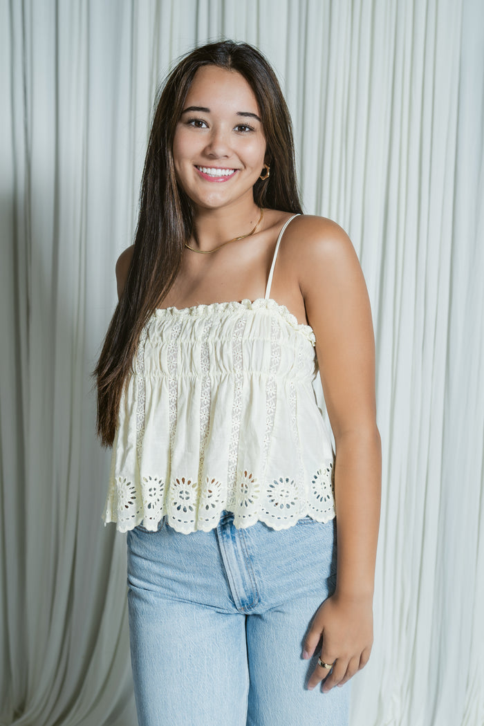 Ansley Eyelet Cropped Tank Top