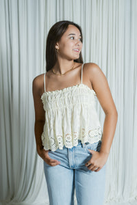 Ansley Eyelet Cropped Tank Top