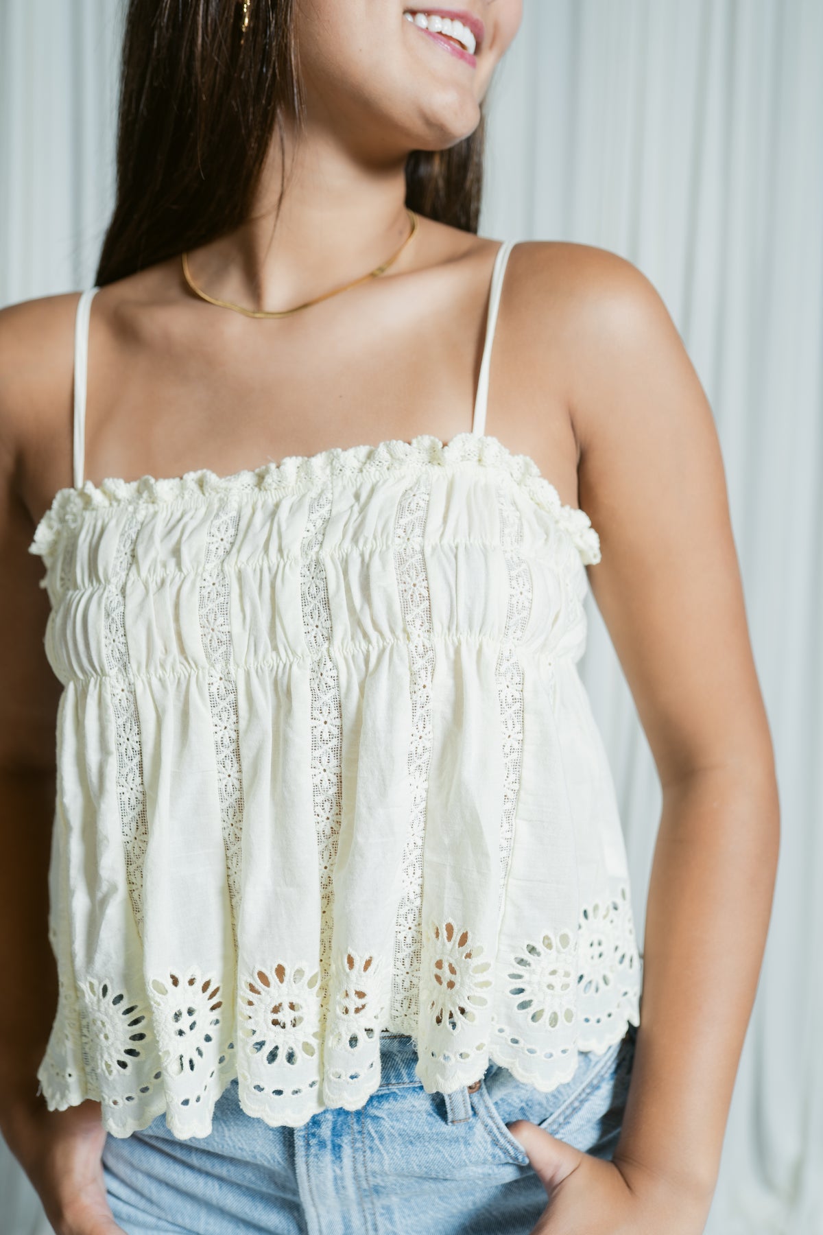 Ansley Eyelet Cropped Tank Top