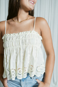 Ansley Eyelet Cropped Tank Top