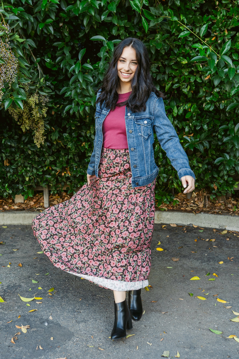 Rosie Lane Tiered Midi Skirt