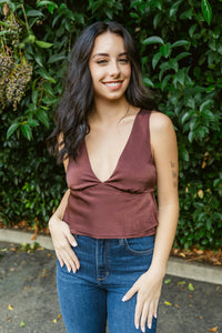 Izzy V-Neck Wide Strap Corset Style Crop Top