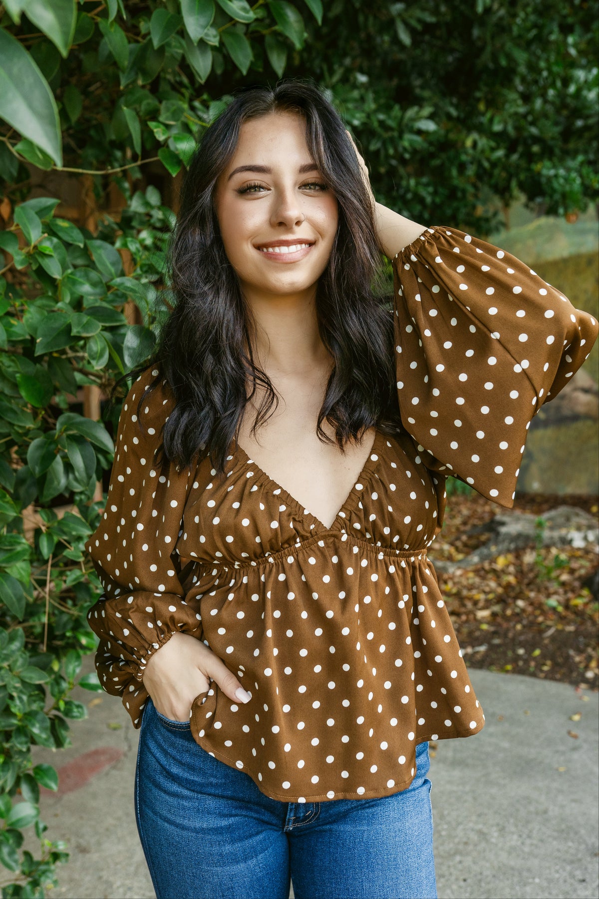 Libby V-Neck Long Sleeve Flutter Top