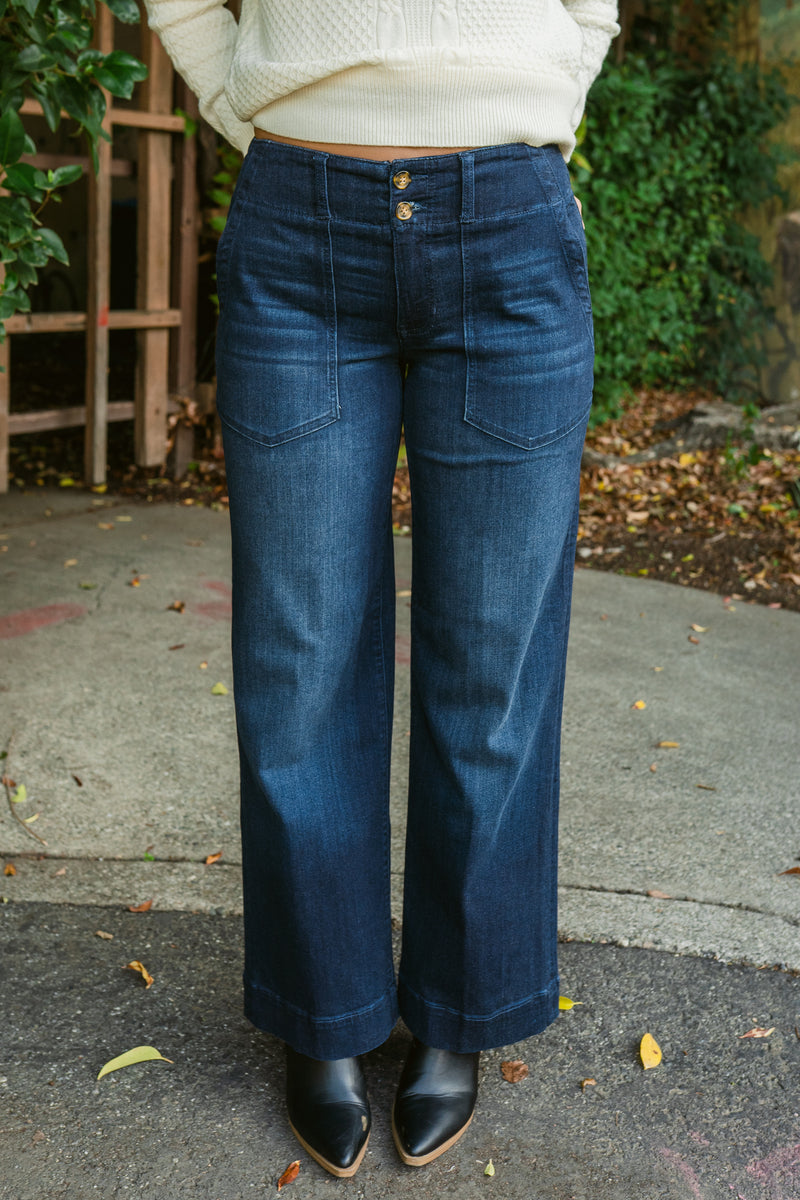 Hannah Mid Rise Patch Pocket Wide Leg Trouser