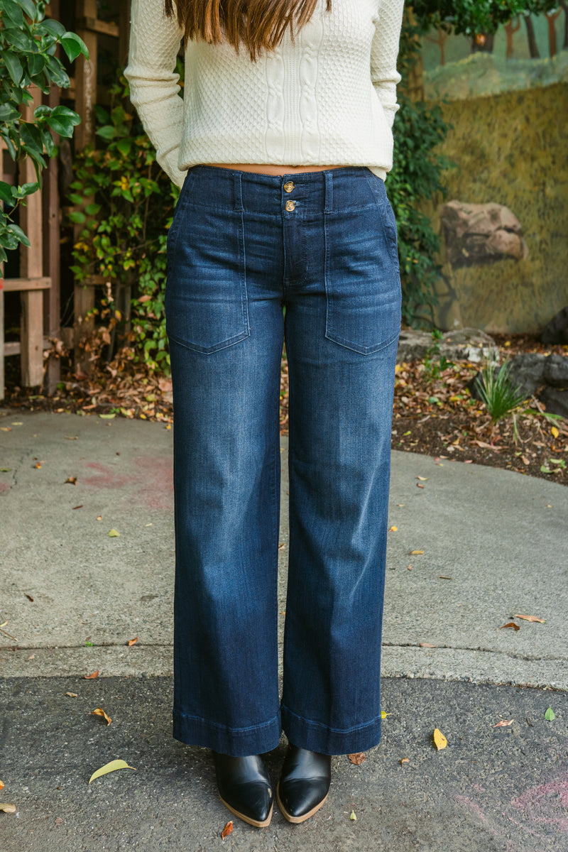 Hannah Mid Rise Patch Pocket Wide Leg Trouser