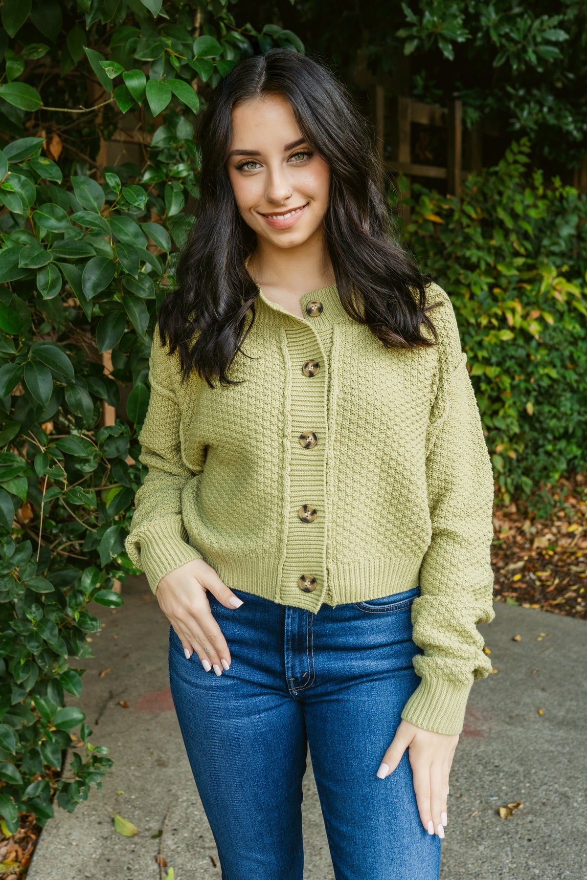 Lila Button Front Oversized Cropped Cardi