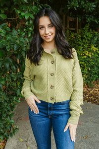 Lila Button Front Oversized Cropped Cardi