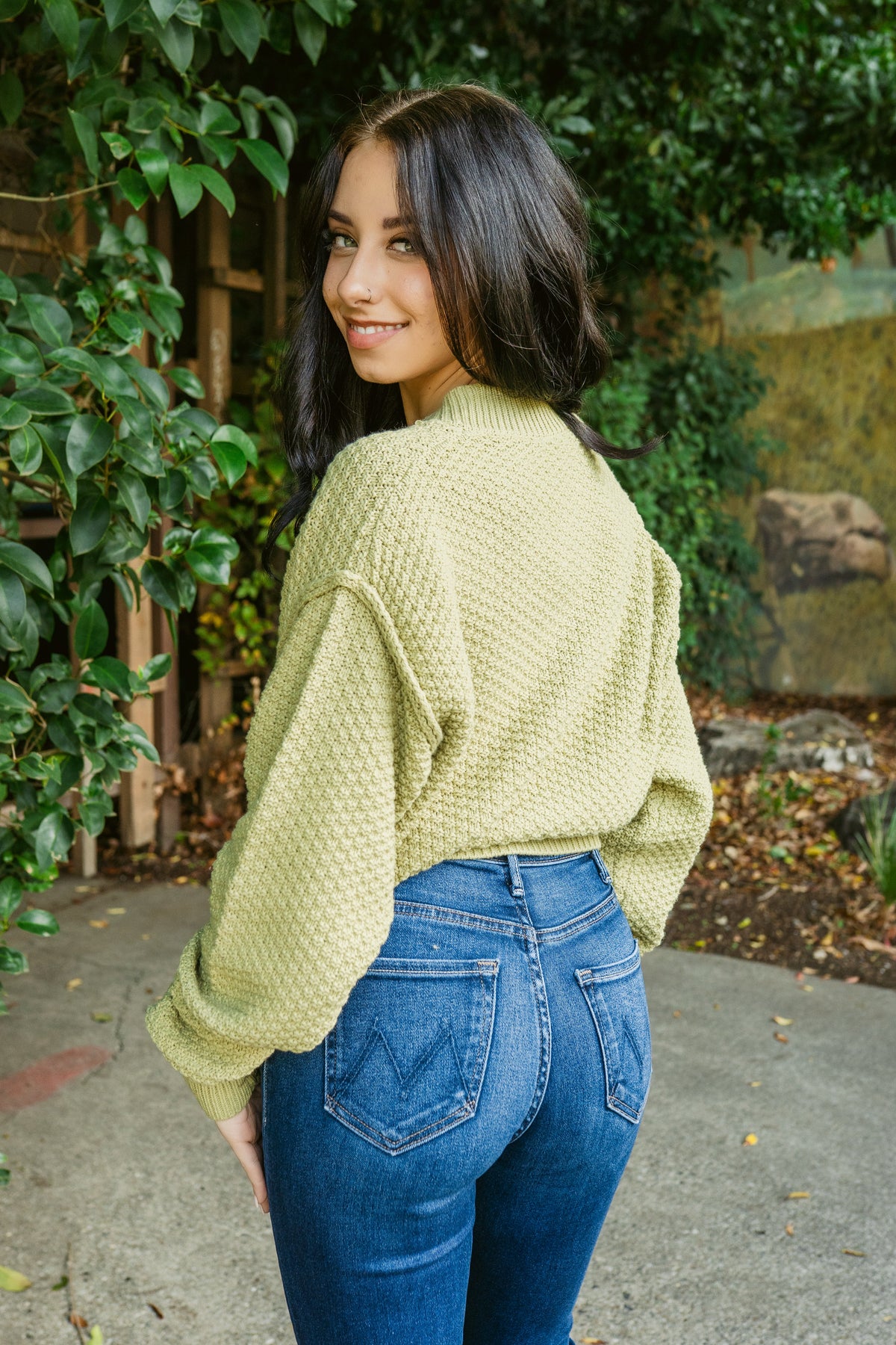 Lila Button Front Oversized Cropped Cardi