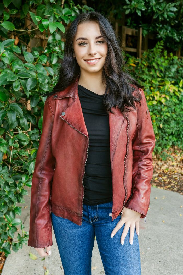 Fayola Featherweight Leather Moto Jacket