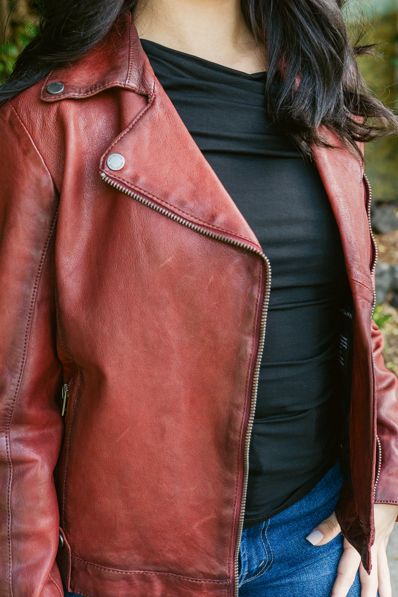 Fayola Featherweight Leather Moto Jacket