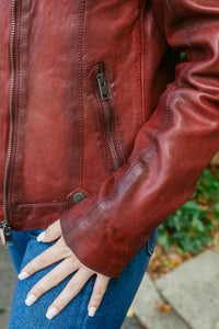 Fayola Featherweight Leather Moto Jacket