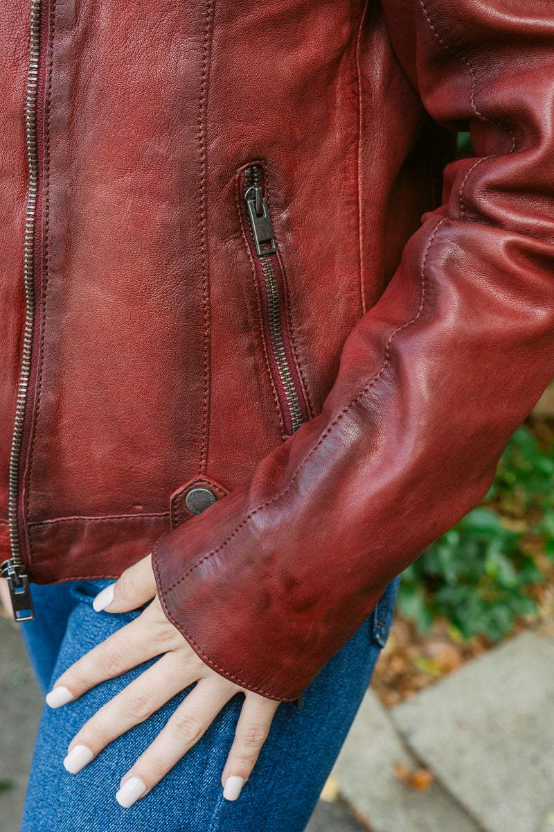 Fayola Featherweight Leather Moto Jacket