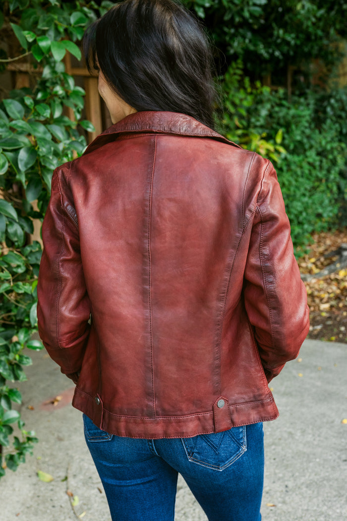 Fayola Featherweight Leather Moto Jacket
