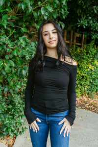 City Shadows Off The Shoulder Long Sleeve Top