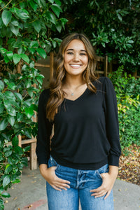 Gabrielle 3/4 Sleeve V-Neck Sweater Top