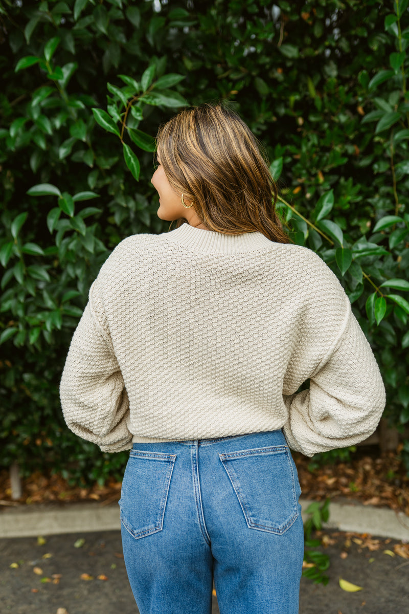 Lila Button Front Oversized Cropped Cardi